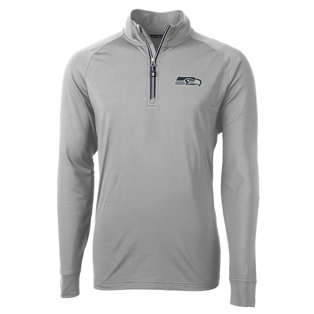 Seattle Seahawks Cutter & Buck Adapt Eco Knit Quarter-Zip Pullover Jacket - Gray on sale
