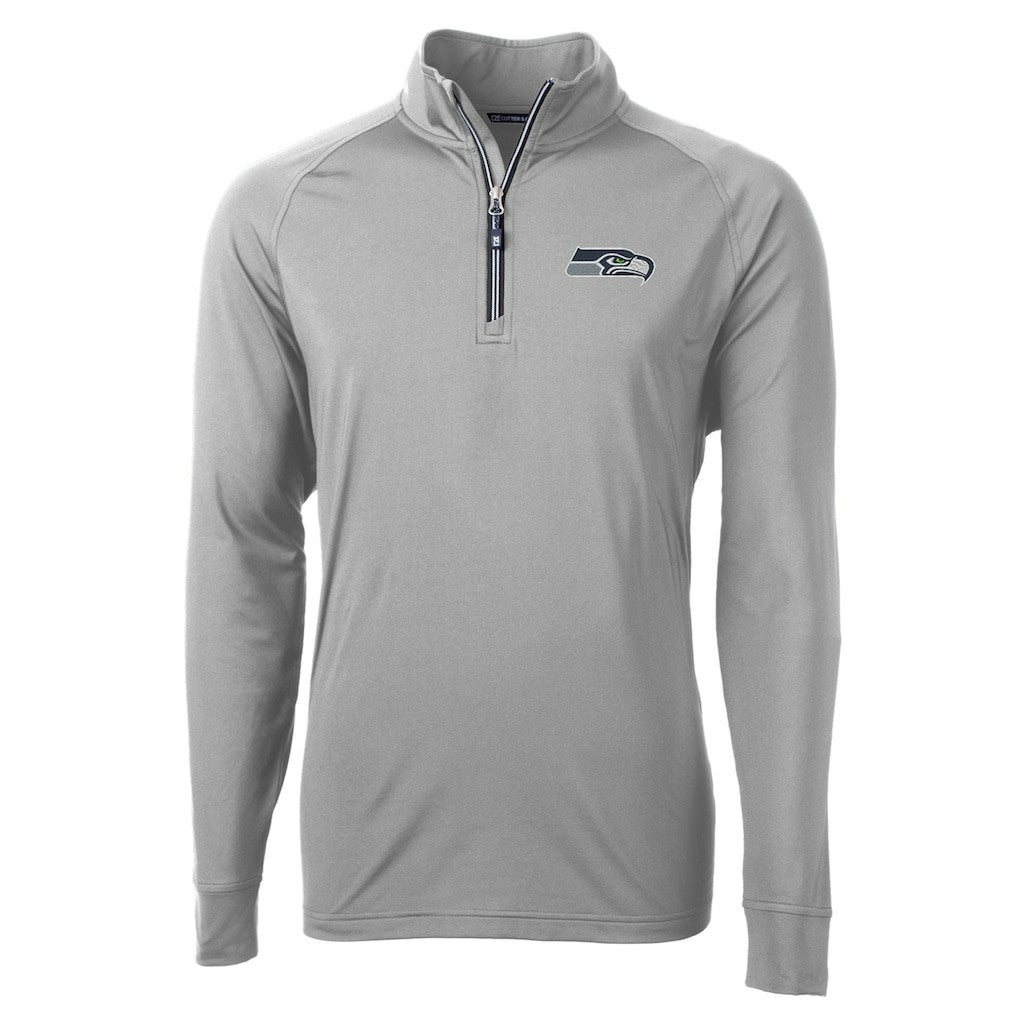 Seattle Seahawks Cutter & Buck Adapt Eco Knit Quarter-Zip Pullover Jacket - Gray on sale