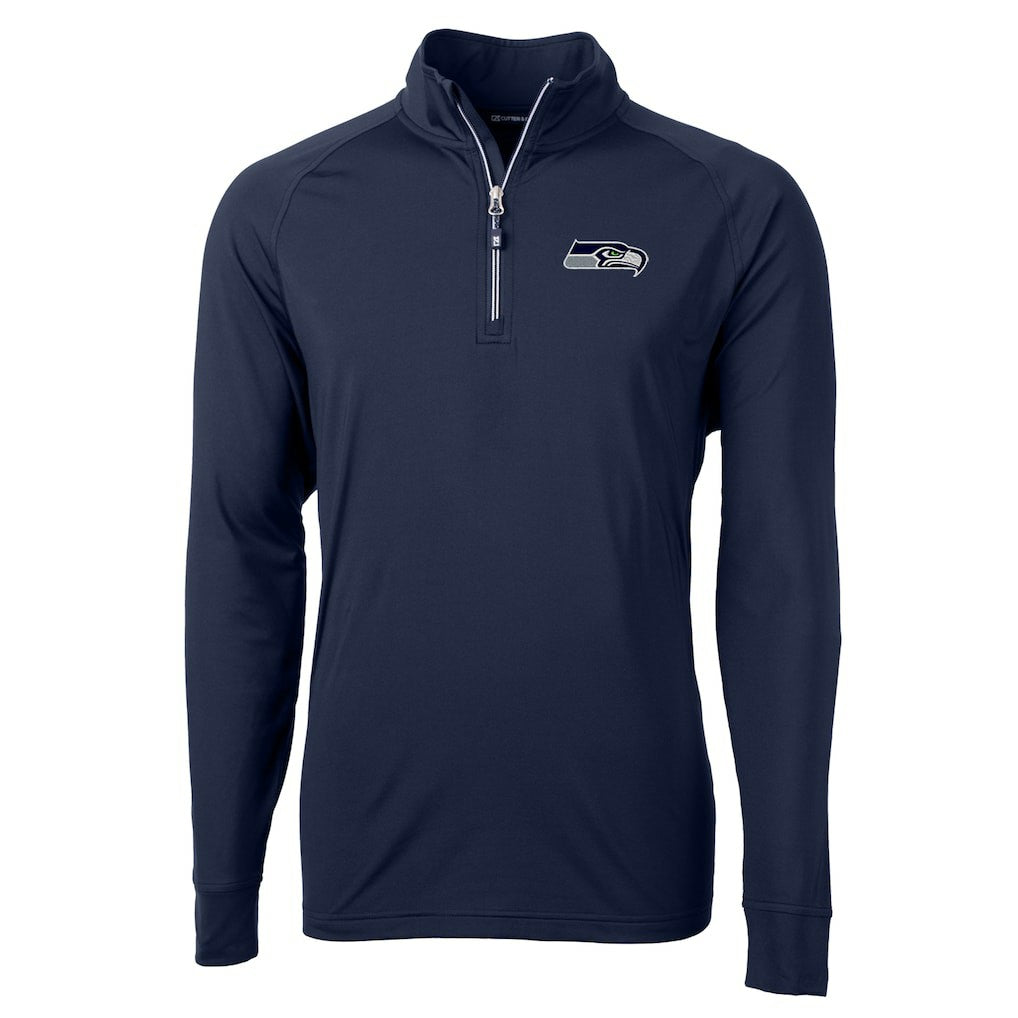 Seattle Seahawks Cutter & Buck Adapt Eco Knit Quarter-Zip Pullover Jacket - College Navy outlet