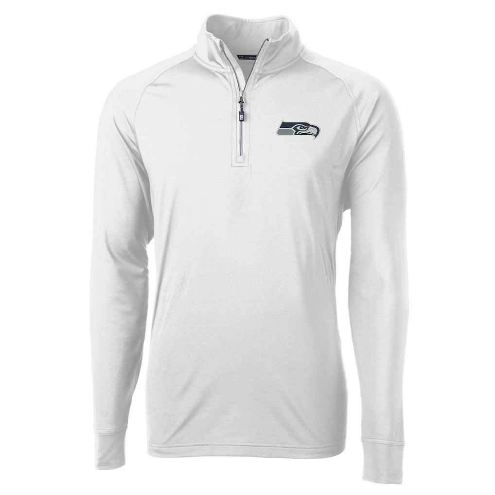 Seattle Seahawks Cutter & Buck Adapt Eco Knit Quarter-Zip Pullover Jacket - White cheap