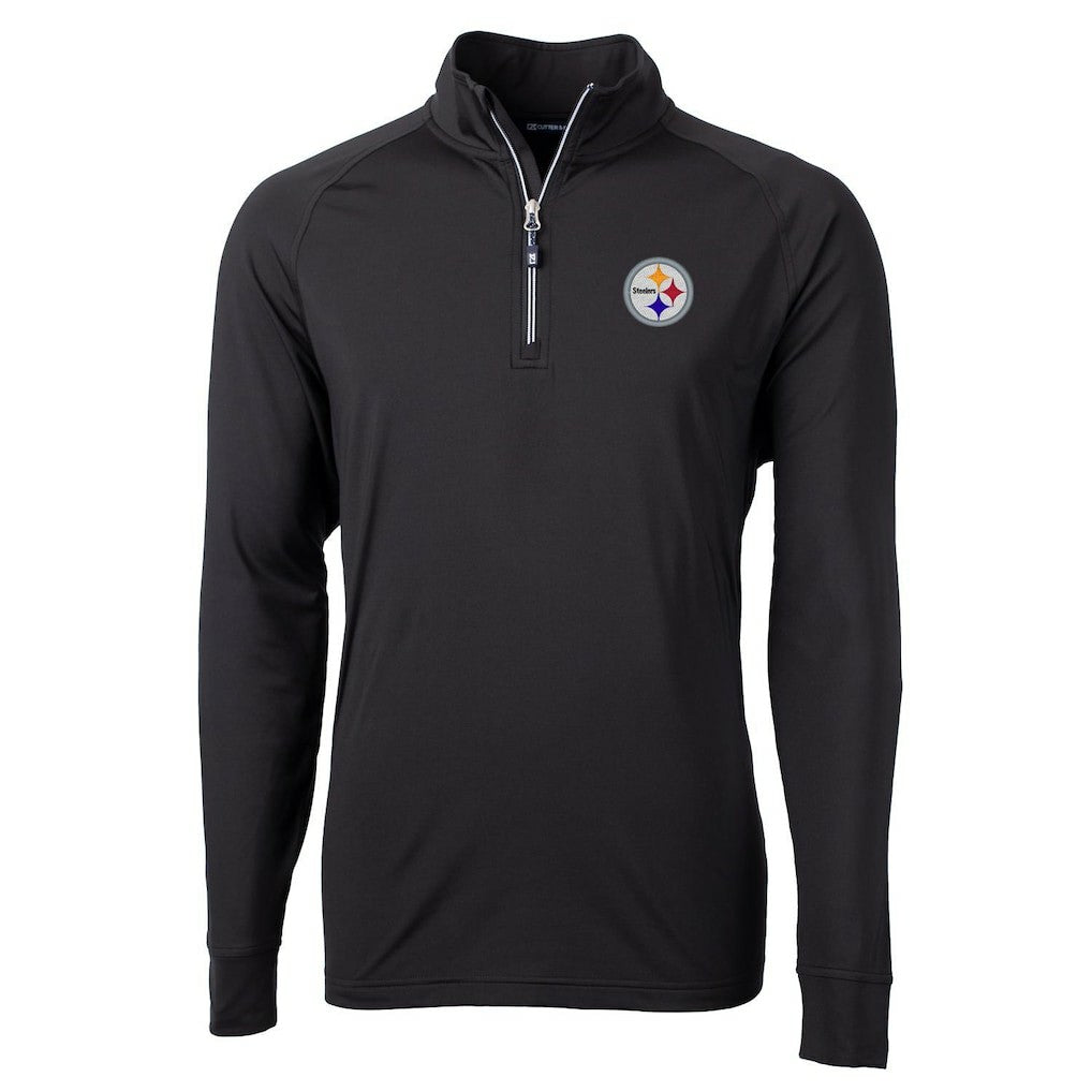 Pittsburgh Steelers Cutter & Buck Adapt Eco Knit Quarter-Zip Pullover Jacket - Black discount