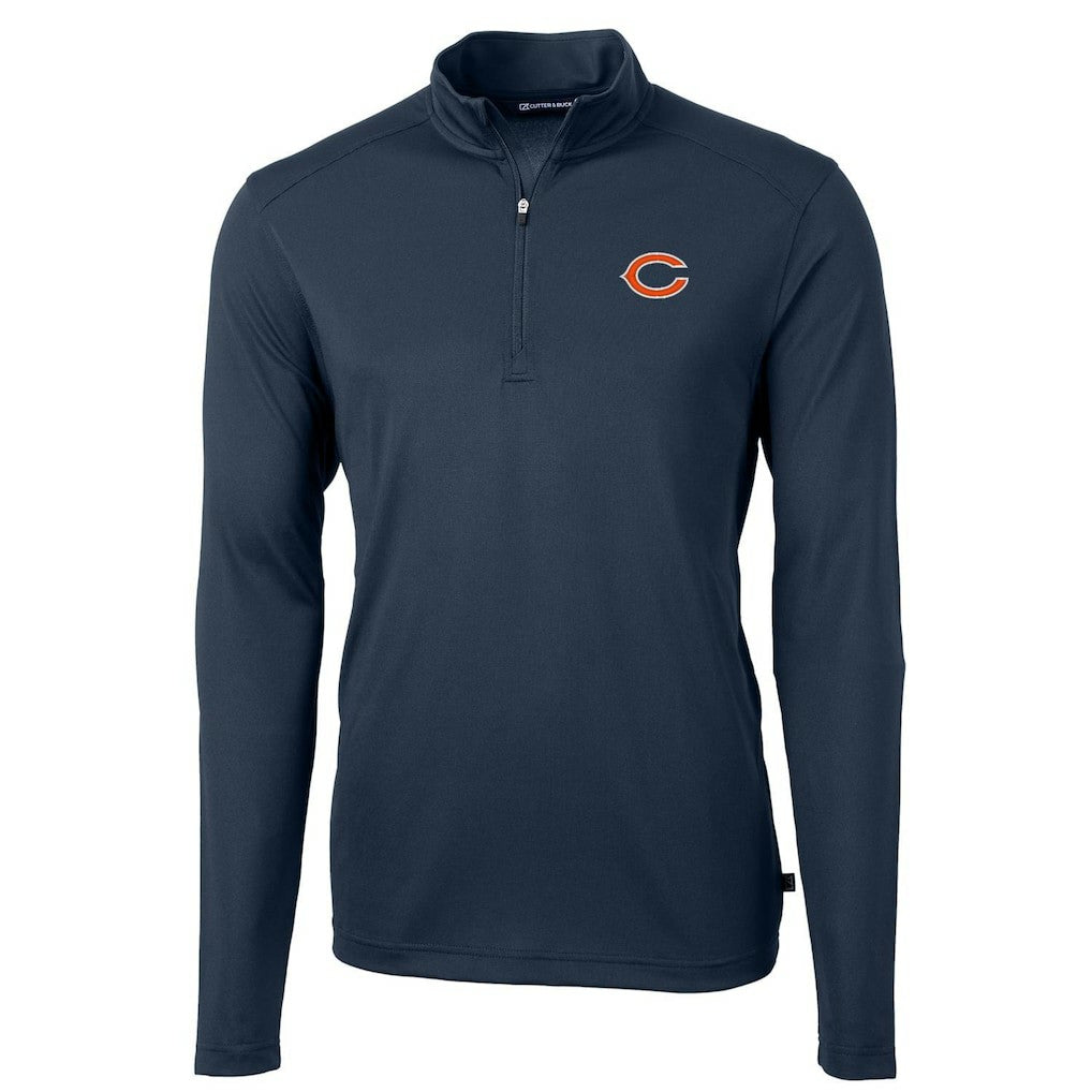 Chicago Bears Cutter & Buck Virtue Eco Pique Recycled Quarter-Zip Pullover Jacket - Navy for sale