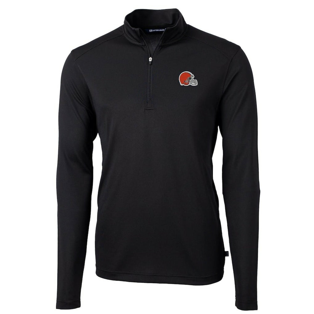 Cleveland Browns Cutter & Buck Virtue Eco Pique Recycled Quarter-Zip Pullover Jacket - Black outlet