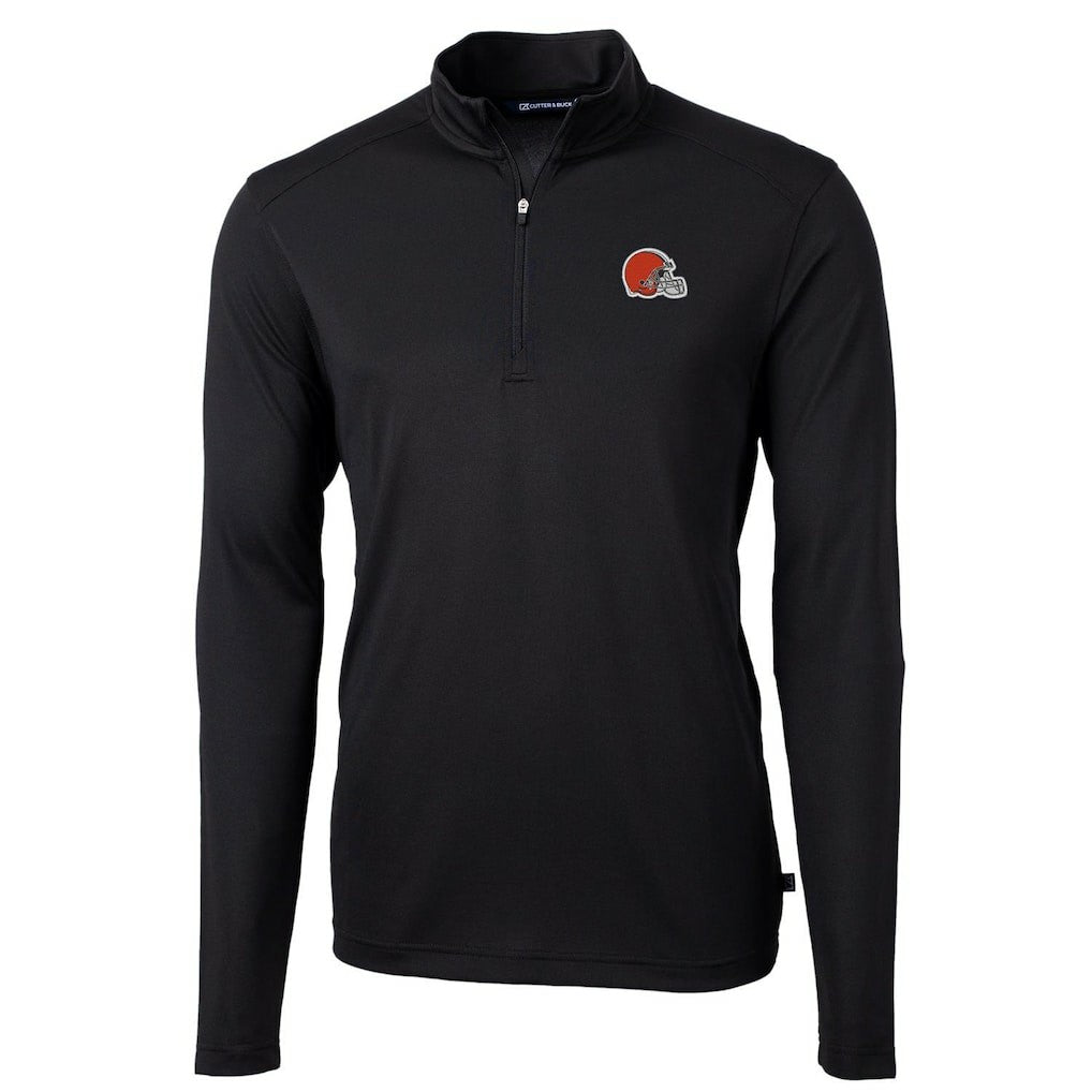 Cleveland Browns Cutter & Buck Virtue Eco Pique Recycled Quarter-Zip Pullover Jacket - Black outlet