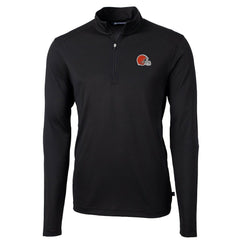 Cleveland Browns Cutter & Buck Virtue Eco Pique Recycled Quarter-Zip Pullover Jacket - Black outlet