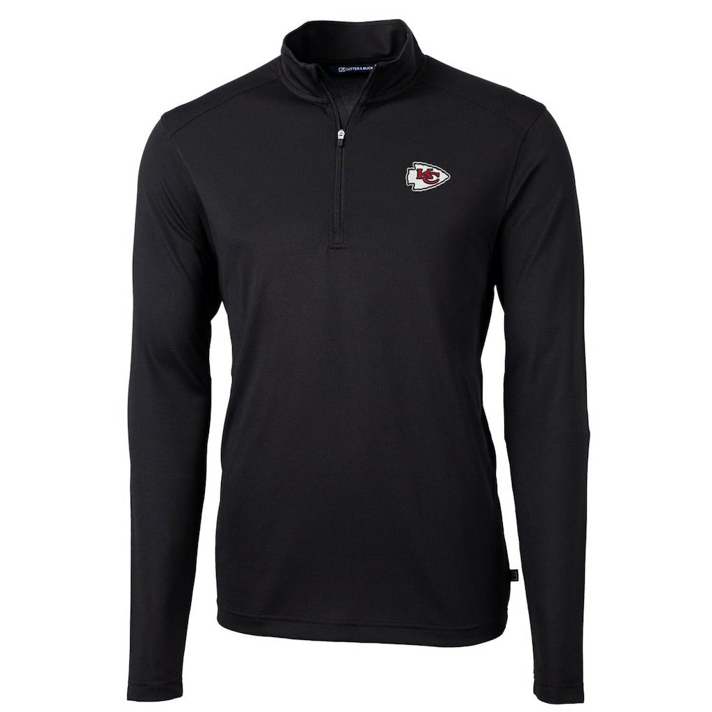 Kansas City Chiefs Cutter & Buck Virtue Eco Pique Recycled Quarter-Zip Pullover Jacket - Black for sale