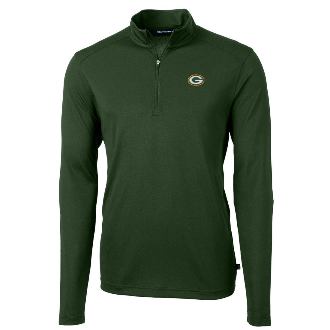 Green Bay Packers Cutter & Buck Virtue Eco Pique Recycled Quarter-Zip Pullover Jacket - Green for sale