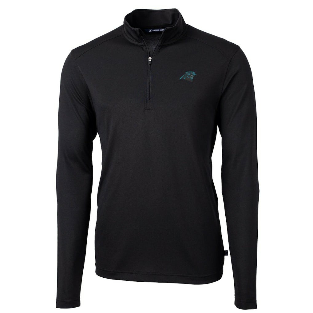 Carolina Panthers Cutter & Buck Virtue Eco Pique Recycled Quarter-Zip Pullover Jacket - Black discount