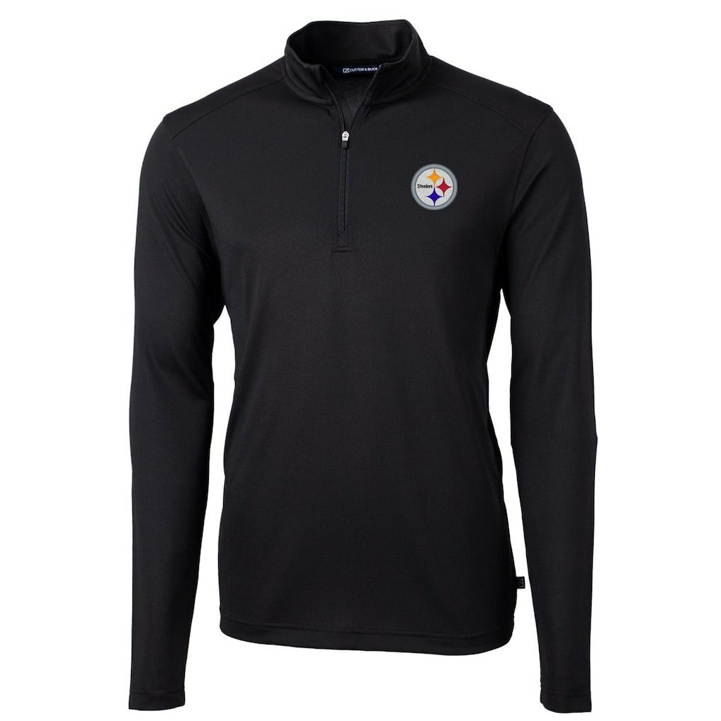 Pittsburgh Steelers Cutter & Buck Virtue Eco Pique Recycled Quarter-Zip Pullover Jacket - Black cheap