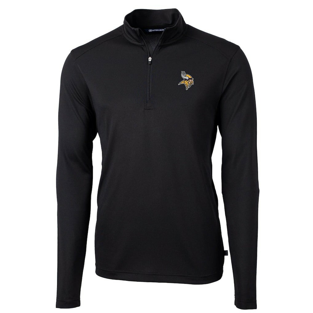 Minnesota Vikings Cutter & Buck Virtue Eco Pique Recycled Quarter-Zip Pullover Jacket - Black online