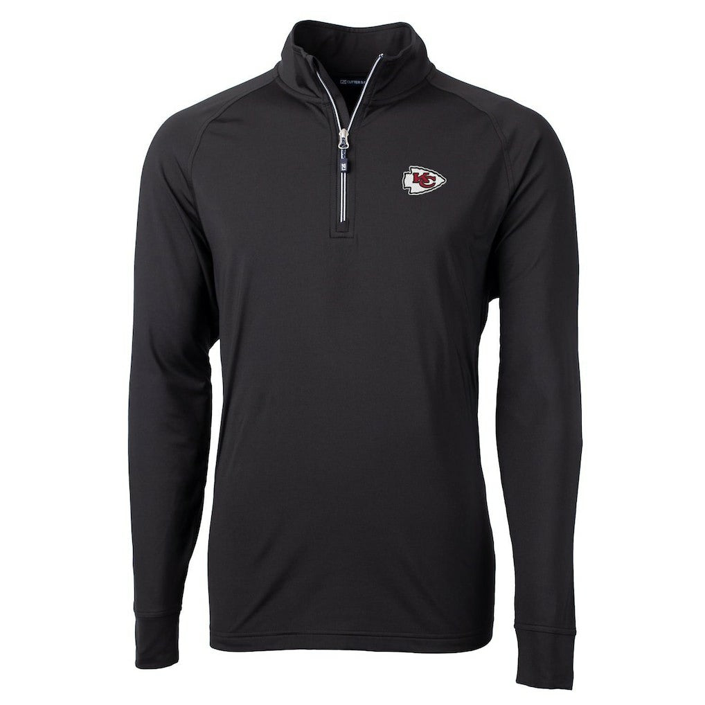 Kansas City Chiefs Cutter & Buck Big & Tall Adapt Eco Knit Quarter-Zip Pullover Jacket - Black discount