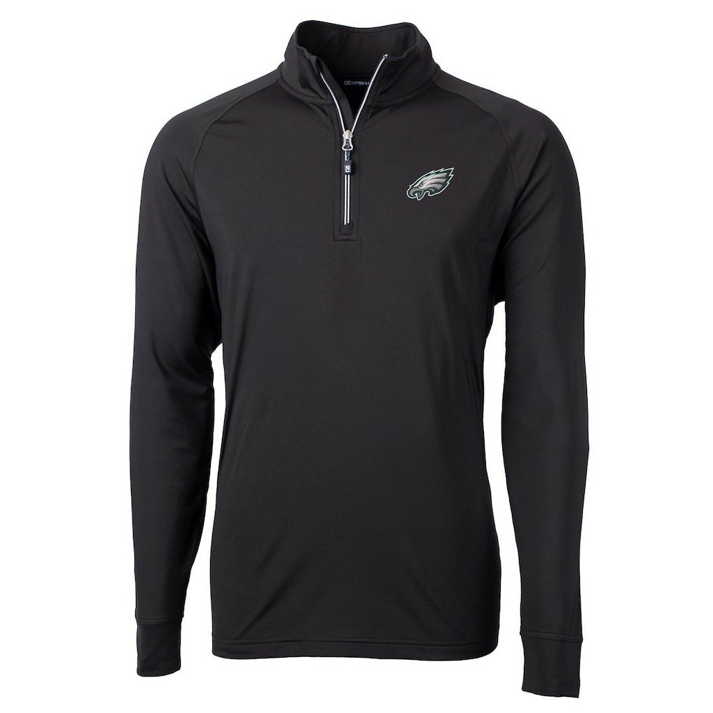 Philadelphia Eagles Cutter & Buck Big & Tall Adapt Eco Knit Quarter-Zip Pullover Jacket - Black for sale