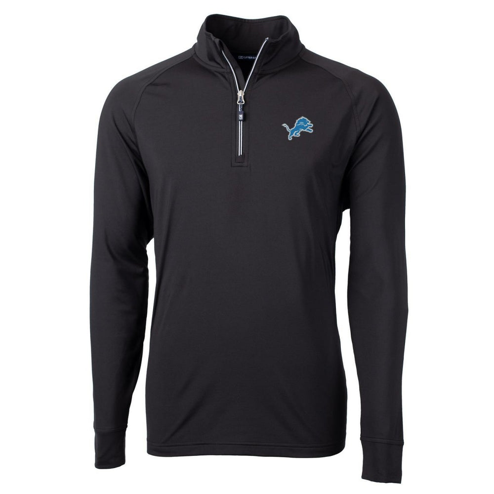 Detroit Lions Cutter & Buck Big & Tall Adapt Eco Knit Quarter-Zip Pullover Jacket - Black for sale