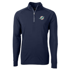 Miami Dolphins Cutter & Buck Big & Tall Adapt Eco Knit Quarter-Zip Pullover Jacket - Navy for sale