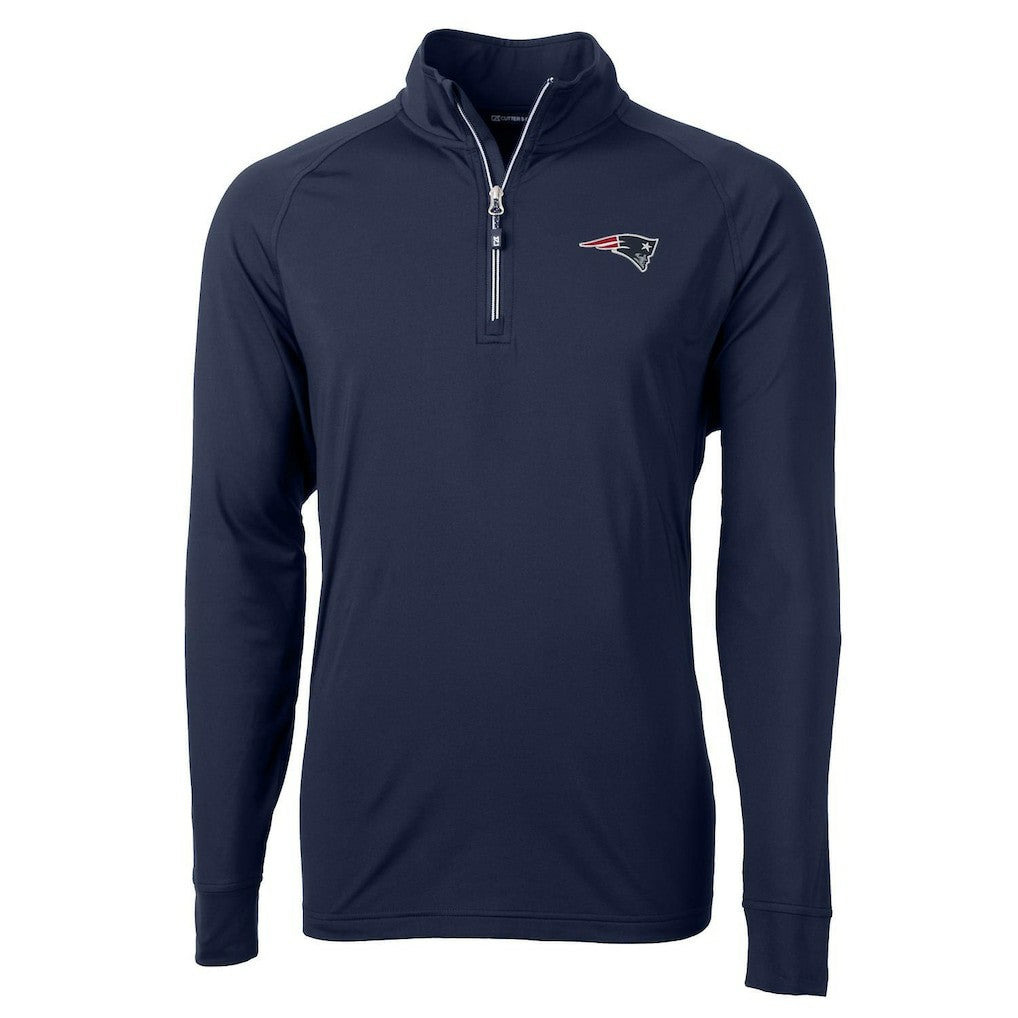 New England Patriots Cutter & Buck Big & Tall Adapt Eco Knit Quarter-Zip Pullover Jacket - Navy cheap