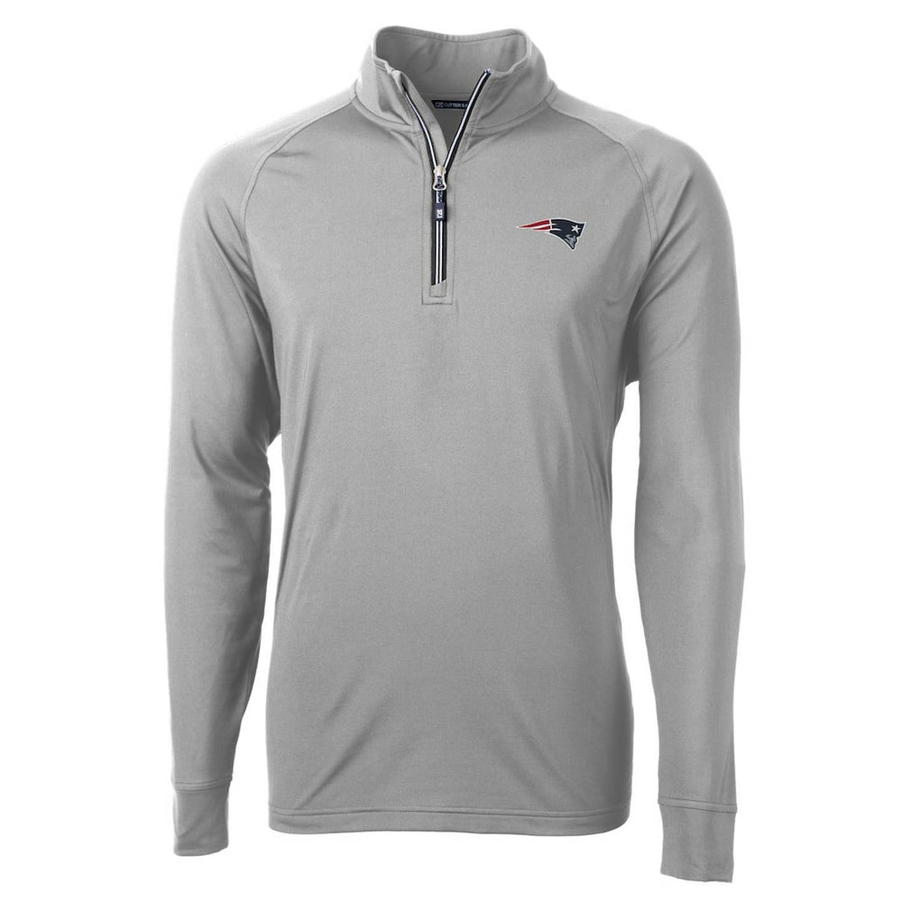 New England Patriots Cutter & Buck Big & Tall Adapt Eco Knit Quarter-Zip Pullover Jacket - Gray on sale