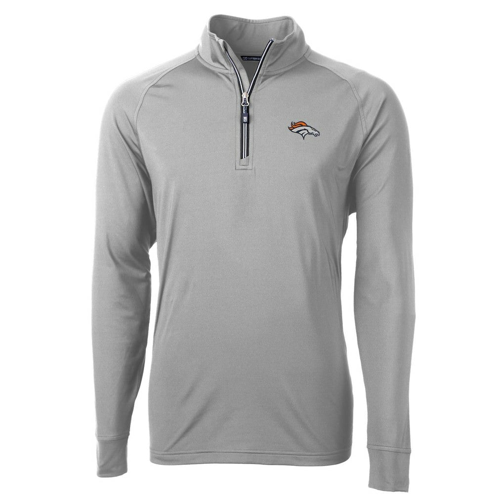 Denver Broncos Cutter & Buck Big & Tall Adapt Eco Knit Quarter-Zip Pullover Jacket - Gray on sale