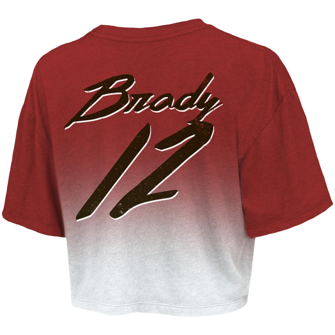 Tom Brady Tampa Bay Buccaneers Majestic Threads Women's Drip-Dye Player Name & Number Tri-Blend Crop T-Shirt - Red/White on sale