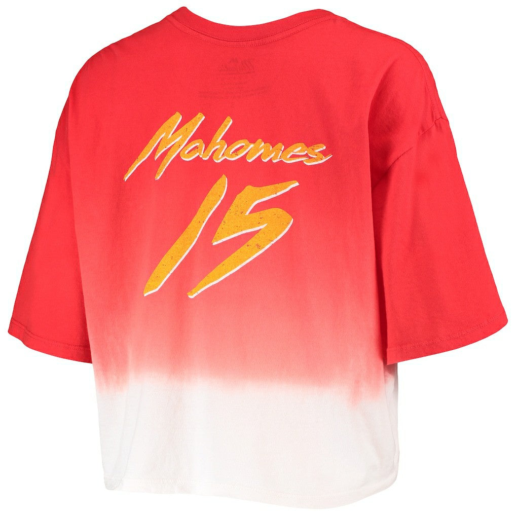 Patrick Mahomes Kansas City Chiefs Majestic Threads Women's Dip-Dye Player Name & Number Crop Top - Red/White cheap