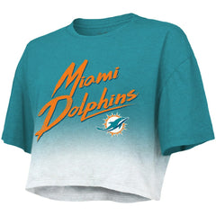 Tua Tagovailoa Miami Dolphins Majestic Threads Women's Dip-Dye Player Name & Number Crop Top - Aqua/White online