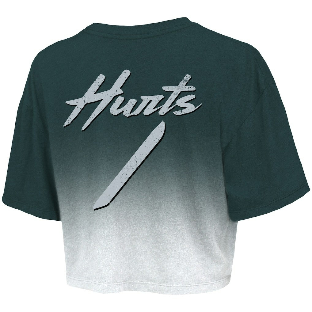 Jalen Hurts Philadelphia Eagles Majestic Threads Women's Dip-Dye Player Name & Number Crop Top - Green/White on sale