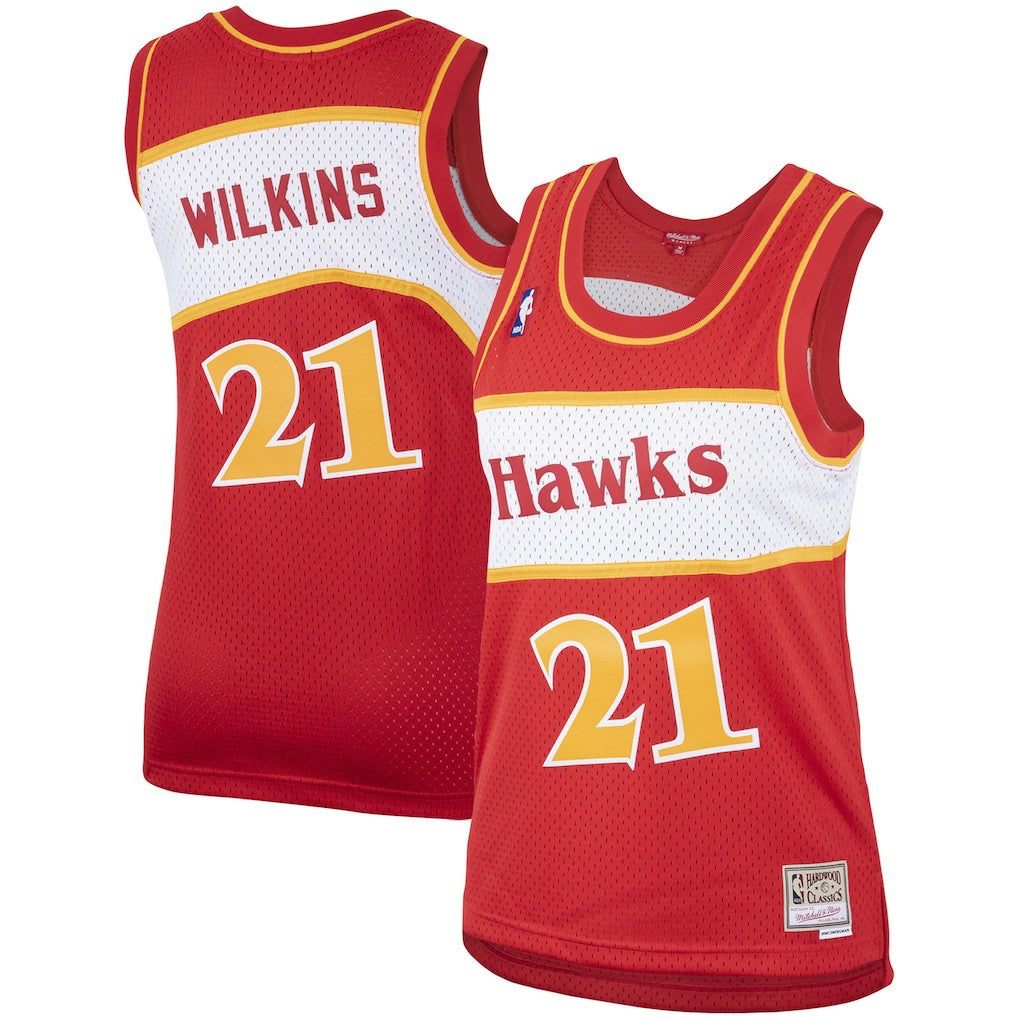 Dominique Wilkins Atlanta Hawks Women's Hardwood Classics Swingman Jersey - Red | Mitchell & Ness on sale