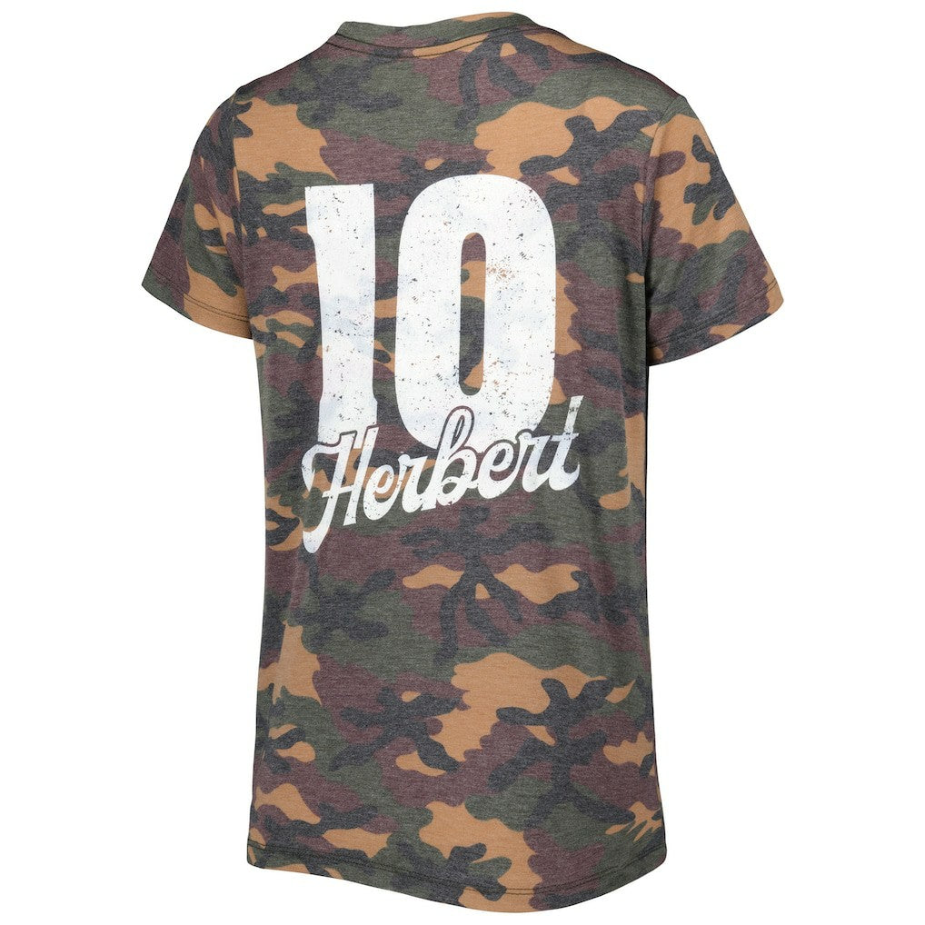 Justin Herbert Los Angeles Chargers Majestic Threads Women's Name & Number V-Neck Tri-Blend T-Shirt - Camo for sale