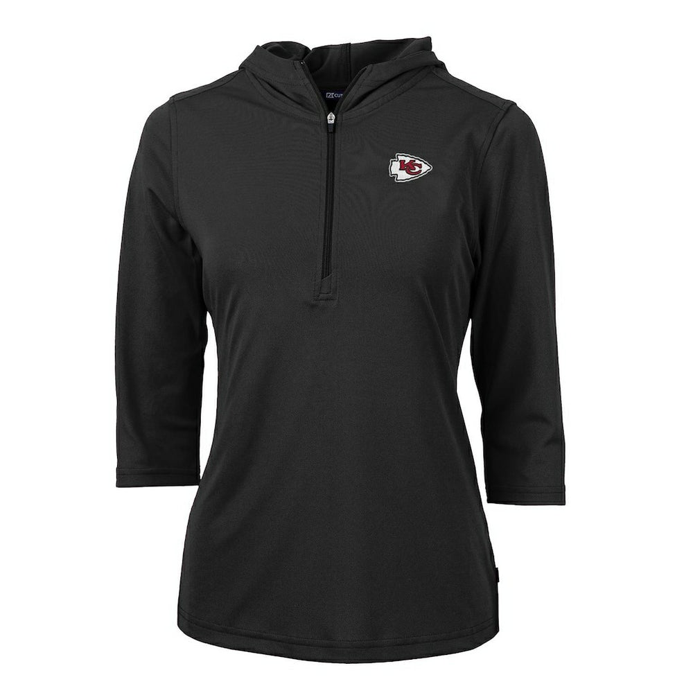 Kansas City Chiefs Cutter & Buck Women's Virtue Eco Pique Half-Zip 3/4 Sleeve Pullover Hoodie - Black sale