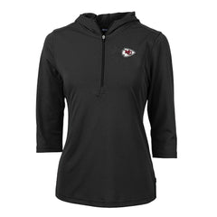 Kansas City Chiefs Cutter & Buck Women's Virtue Eco Pique Half-Zip 3/4 Sleeve Pullover Hoodie - Black sale