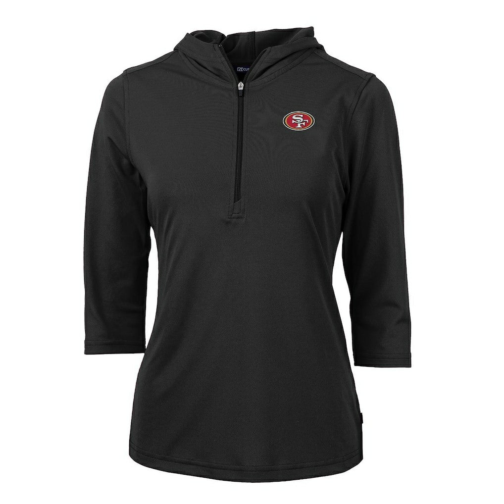 San Francisco 49ers Cutter & Buck Women's Virtue Eco Pique Half-Zip 3/4 Sleeve Pullover Hoodie - Black outlet