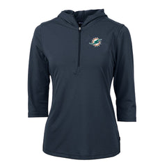 Miami Dolphins Cutter & Buck Women's Virtue Eco Pique Half-Zip 3/4 Sleeve Pullover Hoodie - Navy online
