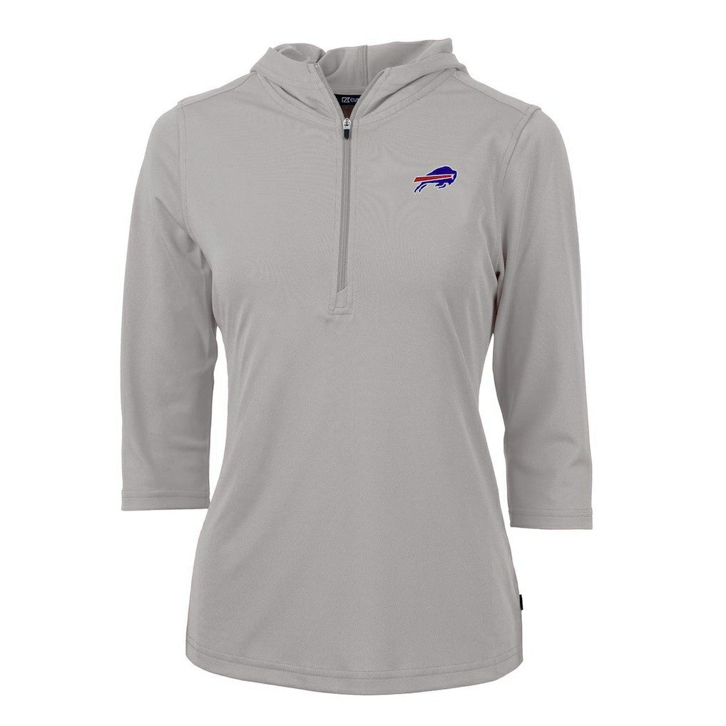 Buffalo Bills Cutter & Buck Women's Virtue Eco Pique Half-Zip 3/4 Sleeve Pullover Hoodie - Gray cheap