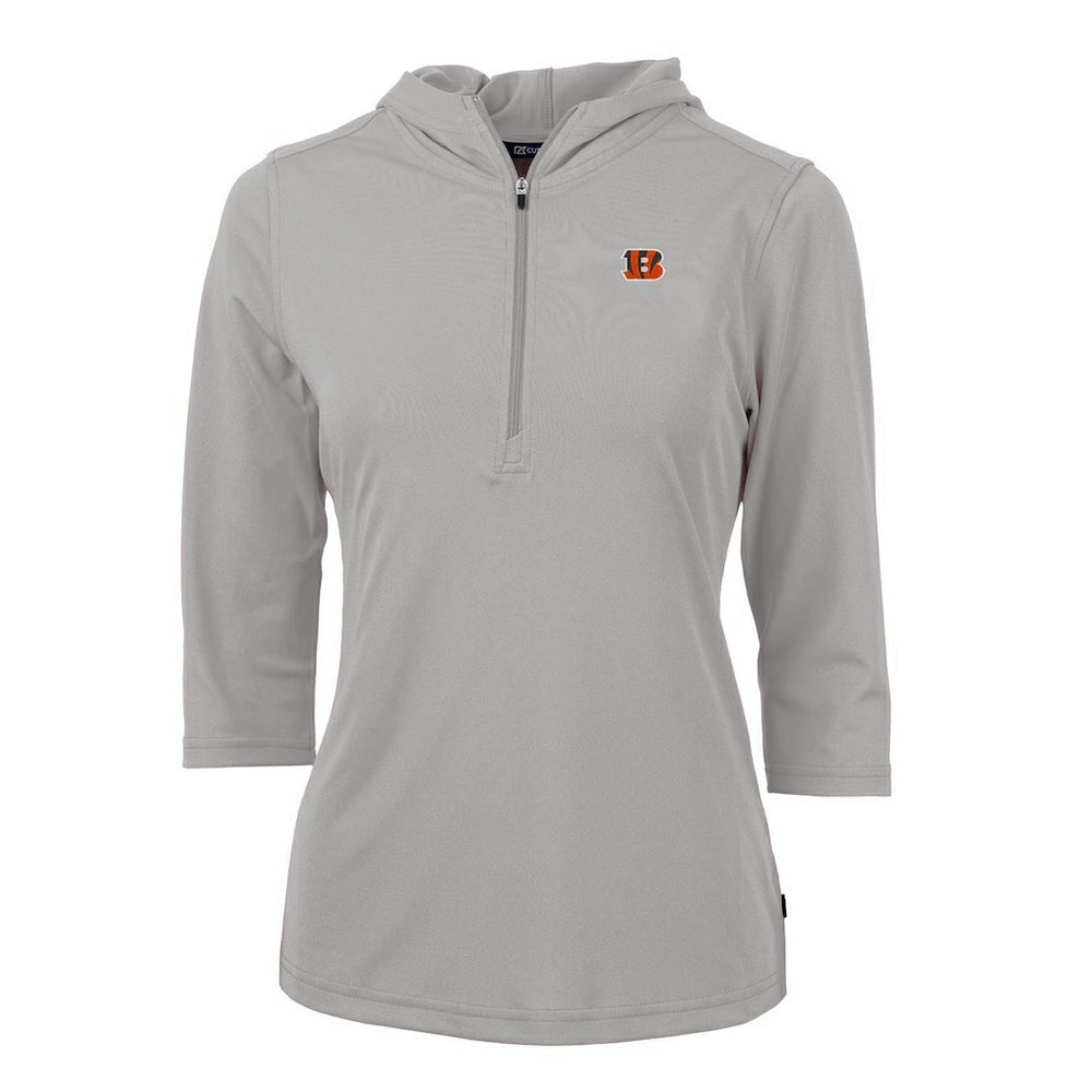 Cincinnati Bengals Cutter & Buck Women's Virtue Eco Pique Half-Zip 3/4 Sleeve Pullover Hoodie - Gray outlet