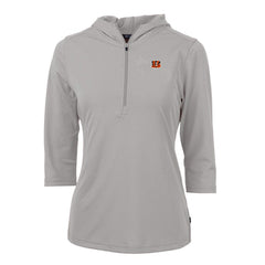 Cincinnati Bengals Cutter & Buck Women's Virtue Eco Pique Half-Zip 3/4 Sleeve Pullover Hoodie - Gray outlet