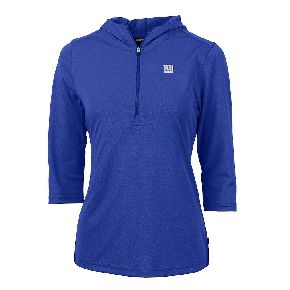 New York Giants Cutter & Buck Women's Virtue Eco Pique Half-Zip 3/4 Sleeve Pullover Hoodie - Royal discount