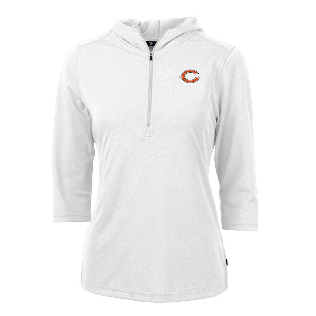 Chicago Bears Cutter & Buck Women's Virtue Eco Pique Half-Zip 3/4 Sleeve Pullover Hoodie - White sale
