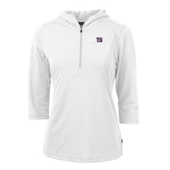 New York Giants Cutter & Buck Women's Virtue Eco Pique Half-Zip 3/4 Sleeve Pullover Hoodie - White outlet