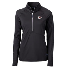 Kansas City Chiefs Cutter & Buck Women's Adapt Eco Knit Half-Zip Pullover Jacket - Black for sale