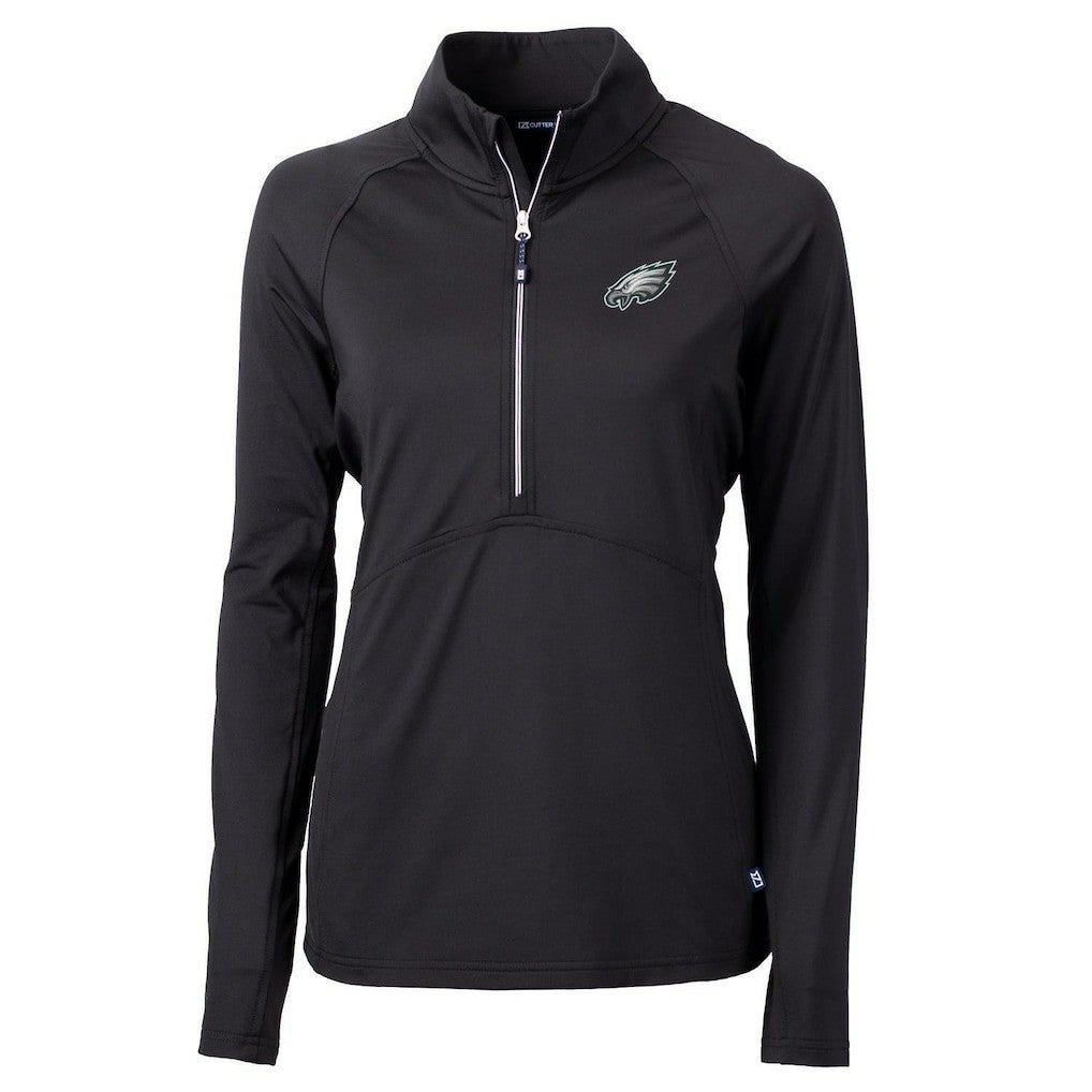 Philadelphia Eagles Cutter & Buck Women's Adapt Eco Knit Half-Zip Pullover Jacket - Black discount