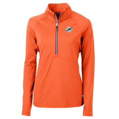 Miami Dolphins Cutter & Buck Women's Adapt Eco Knit Half-Zip Pullover Jacket - Orange discount