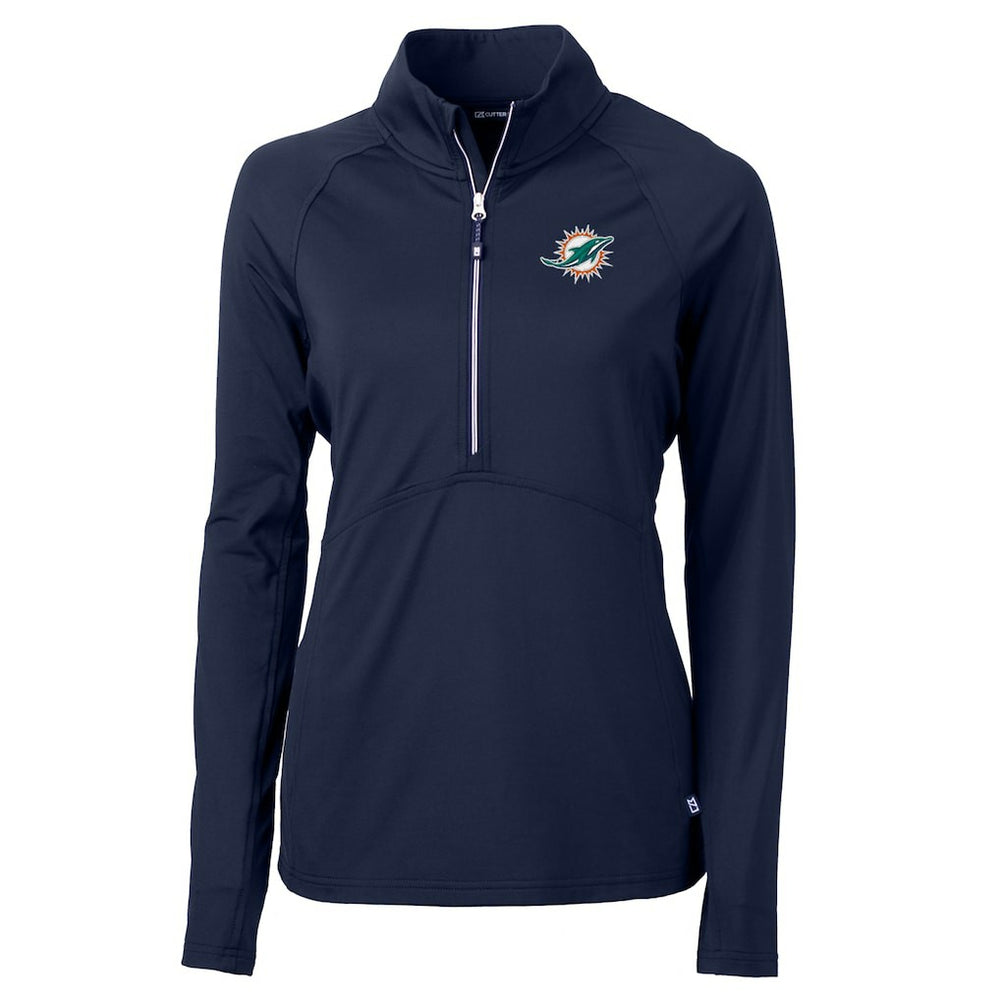 Miami Dolphins Cutter & Buck Women's Adapt Eco Knit Half-Zip Pullover Jacket - Navy sale