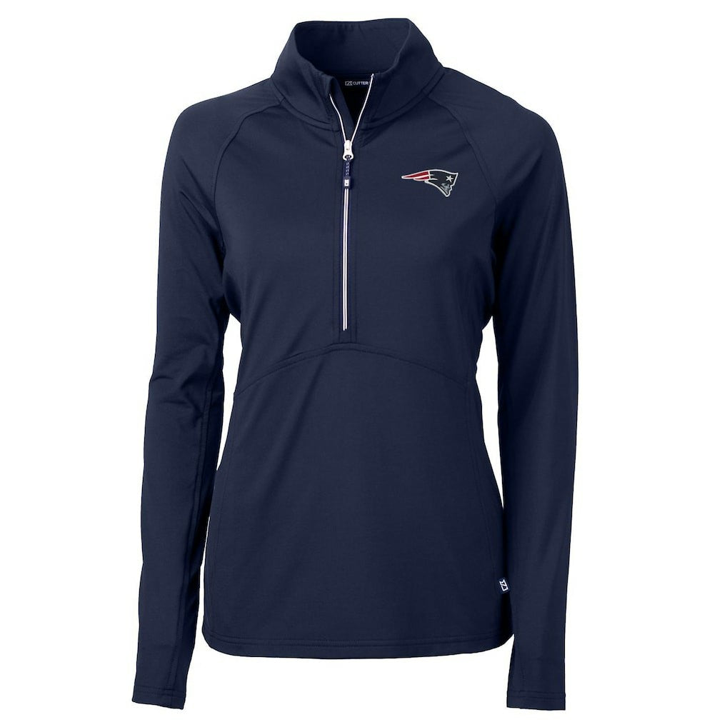 New England Patriots Cutter & Buck Women's Adapt Eco Knit Half-Zip Pullover Jacket - Navy outlet
