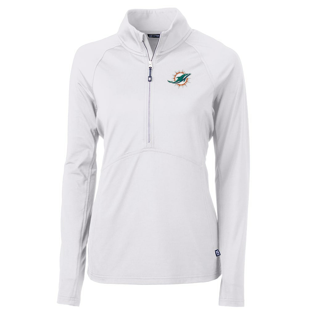 Miami Dolphins Cutter & Buck Women's Adapt Eco Knit Half-Zip Pullover Jacket - White sale