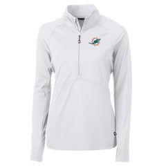 Miami Dolphins Cutter & Buck Women's Adapt Eco Knit Half-Zip Pullover Jacket - White sale