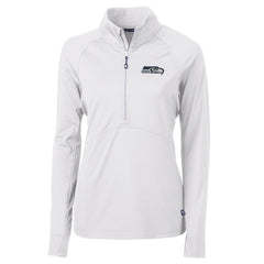 Seattle Seahawks Cutter & Buck Women's Adapt Eco Knit Half-Zip Pullover Jacket - White for sale