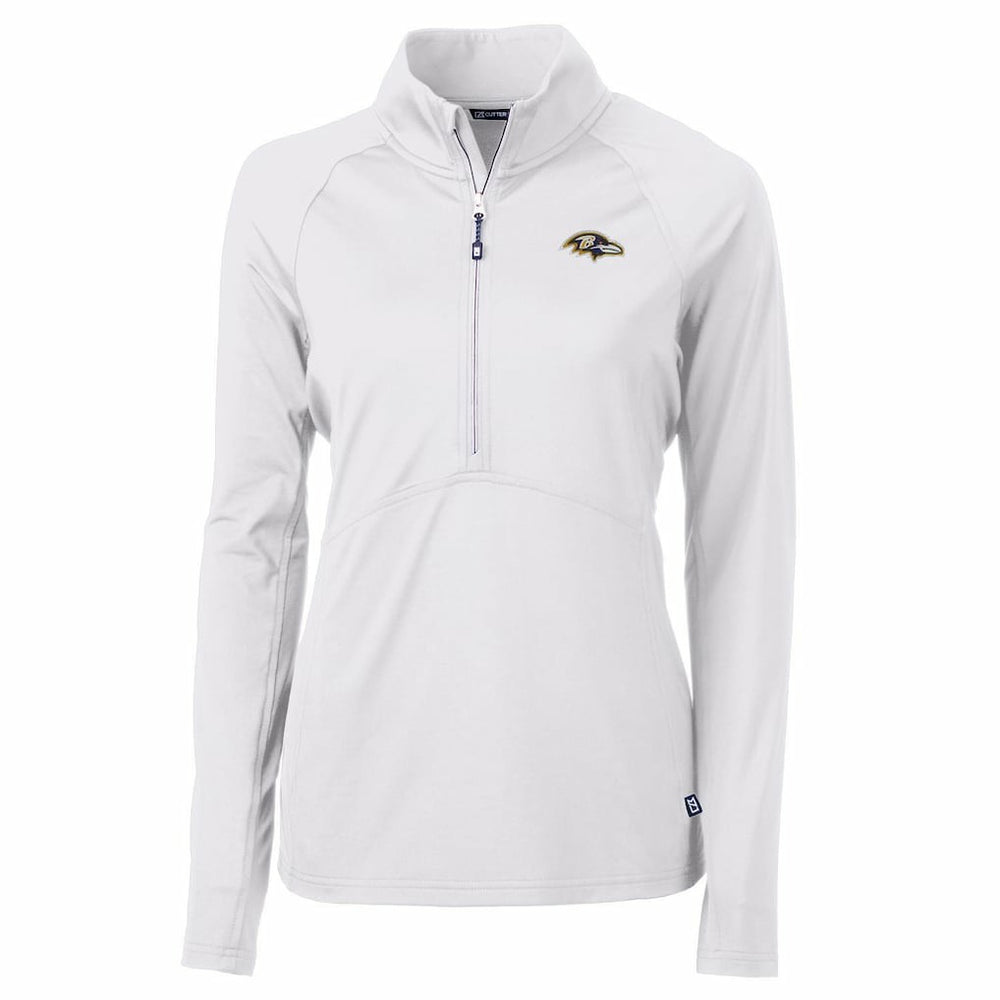 Baltimore Ravens Cutter & Buck Women's Adapt Eco Knit Half-Zip Pullover Jacket - White sale