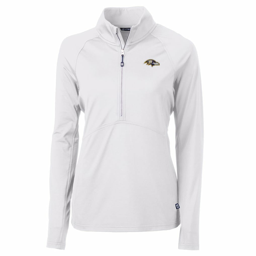 Baltimore Ravens Cutter & Buck Women's Adapt Eco Knit Half-Zip Pullover Jacket - White sale