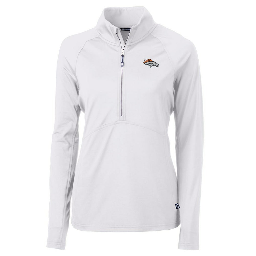 Denver Broncos Cutter & Buck Women's Adapt Eco Knit Half-Zip Pullover Jacket - White sale