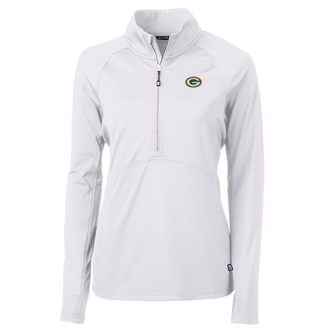 Green Bay Packers Cutter & Buck Women's Adapt Eco Knit Half-Zip Pullover Jacket - White online