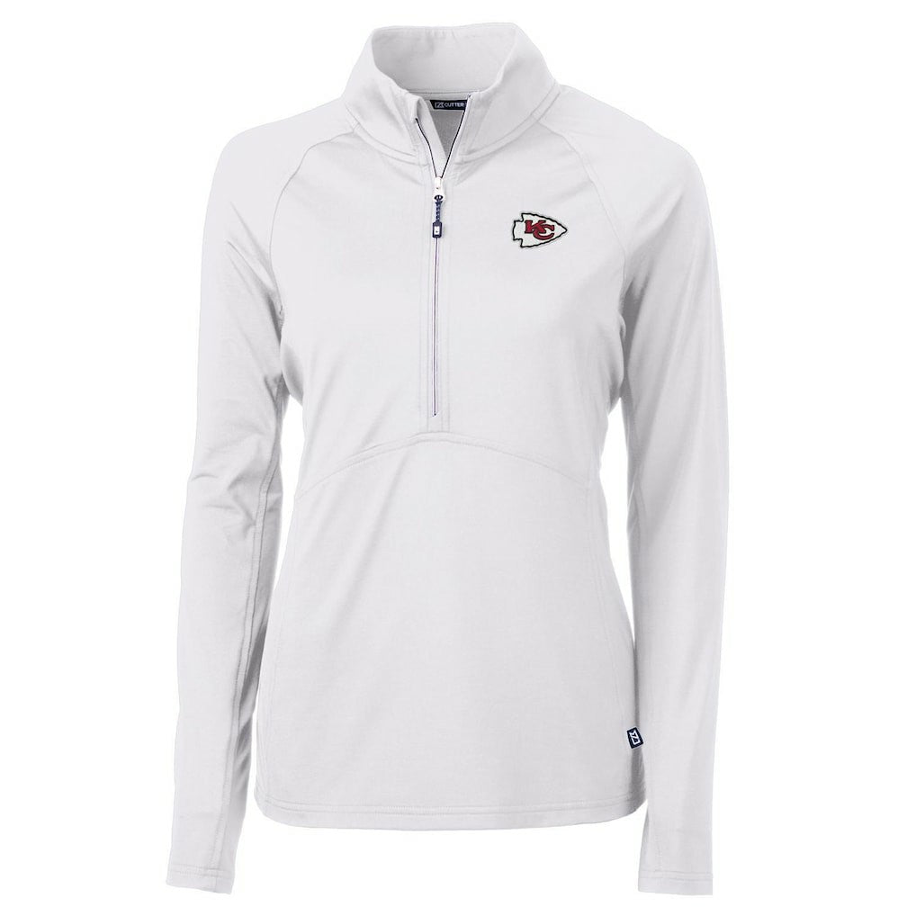Kansas City Chiefs Cutter & Buck Women's Adapt Eco Knit Half-Zip Pullover Jacket - White sale